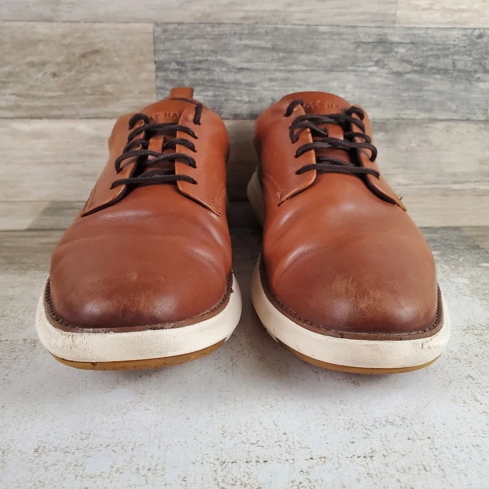 Cole Haan Grand+ Ultra Oxford Shoes Mens Sz 11 M British Tan Ivory Leather Lace